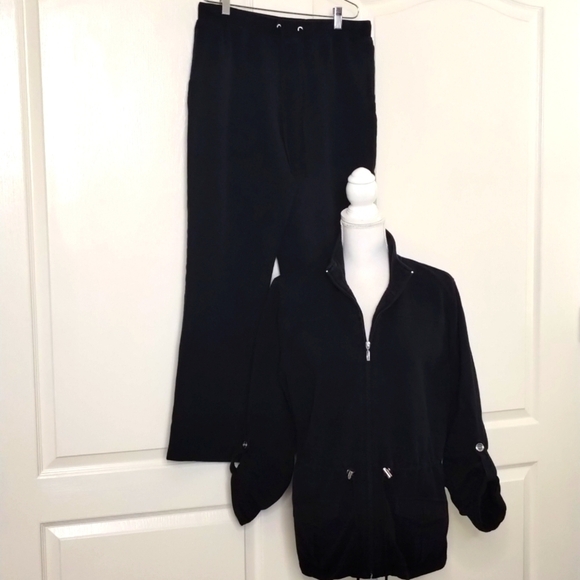 Karen Scott set medium large 2 piece athletic set jacket joggers navy blue - Picture 1 of 16